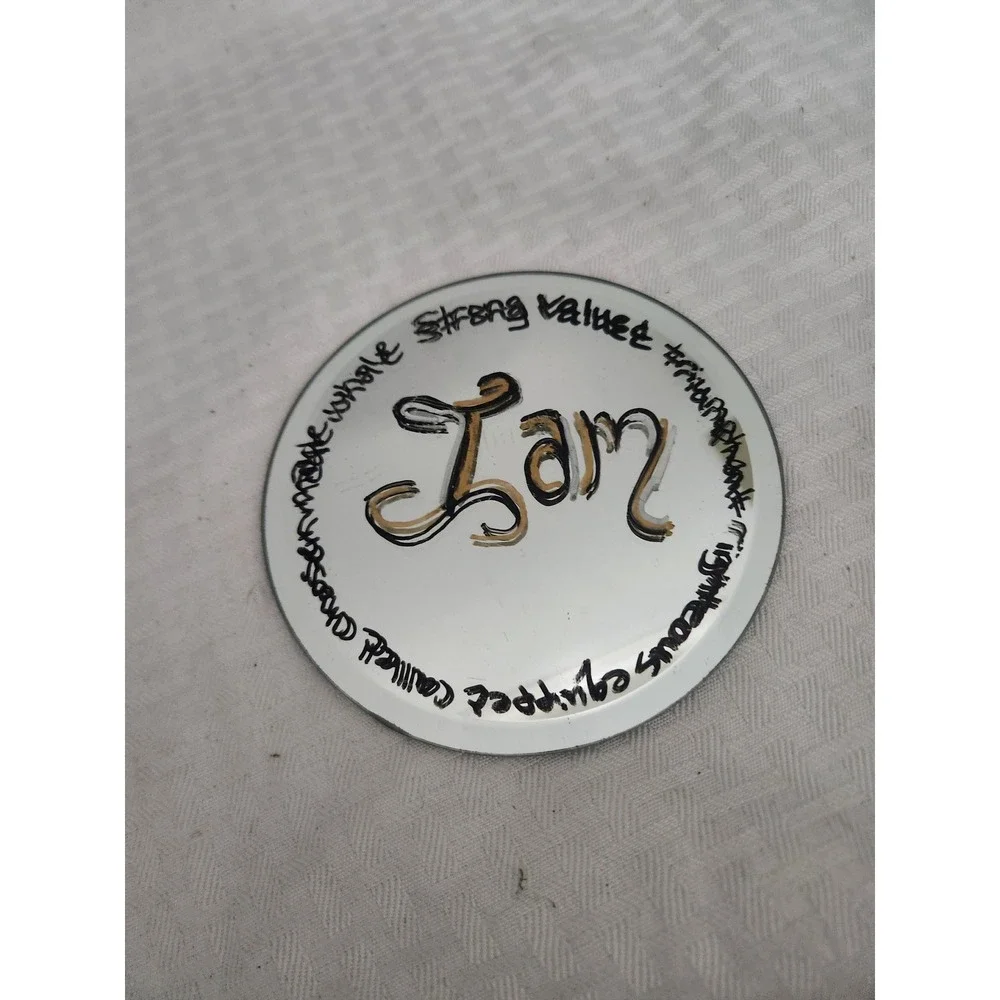 Luminessence Mirror Candle Holder I Am Inspirational Script 5 Inch Round Plate